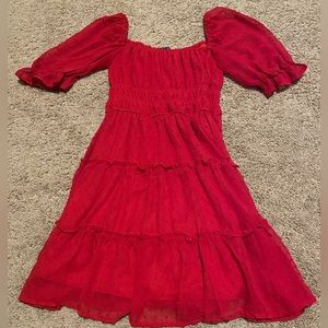 Red ruffled dress